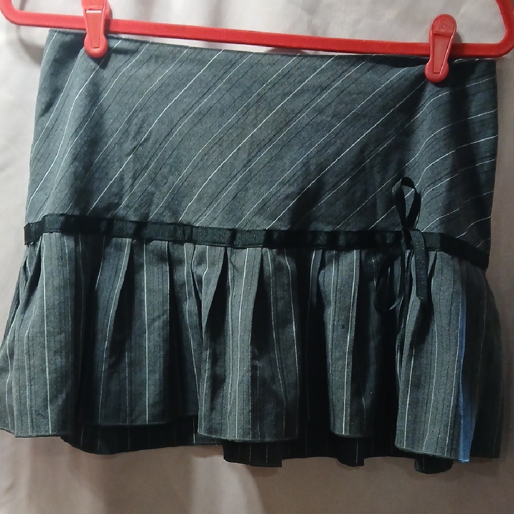 Xhilaration Charcoal Striped Ruffle Mini Skirt